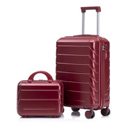Set di due valigie girevoli in ABS da 14"/19" con lucchetto a combinazione e trousse da 14" (bordeaux)