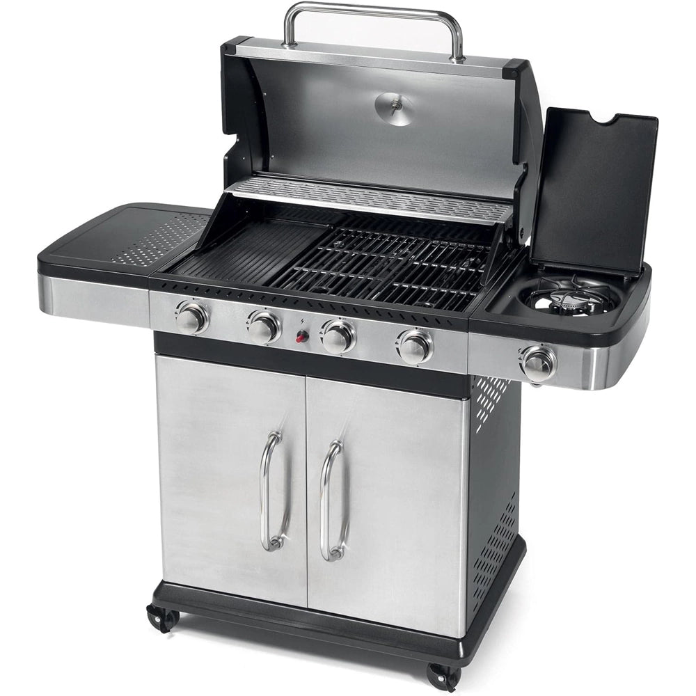 BARBECUE A GAS 4 FUOCHI+FORNELLO LATERALE BBQ COPERCHIO INDIANAPOLIS 5 OMPAGRILL