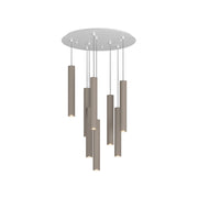Lampadario Industrial-Minimal Xeana Metallo Bianco Marrone 8 Luci Gu10