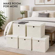 Storage Boxes With Lids, 4 Pieces, White, 32x32x32 Cm, Fabric