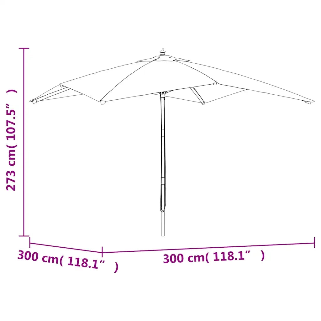 Ombrello | Parasolne Giardino con Palo in Legno Antracite 300x300x273 cm