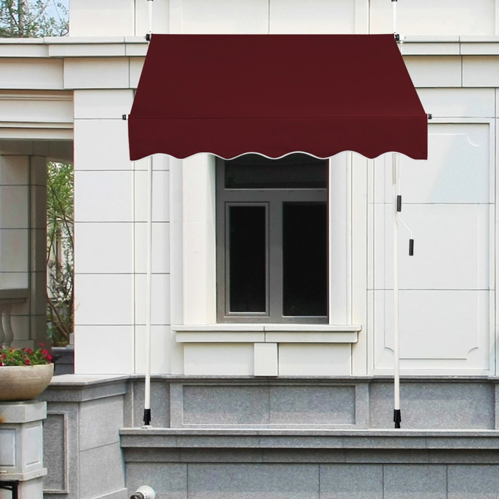 Tenda a molla larga 150 cm senza forare da balcone resistente ai raggi UV, Tenda regolabile in altezza Rosso-Tende parasole
