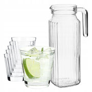Caraffa in vetro KADAX per bevande da 1,1 l + 6 bicchieri da 175 ml per succhi di frutta