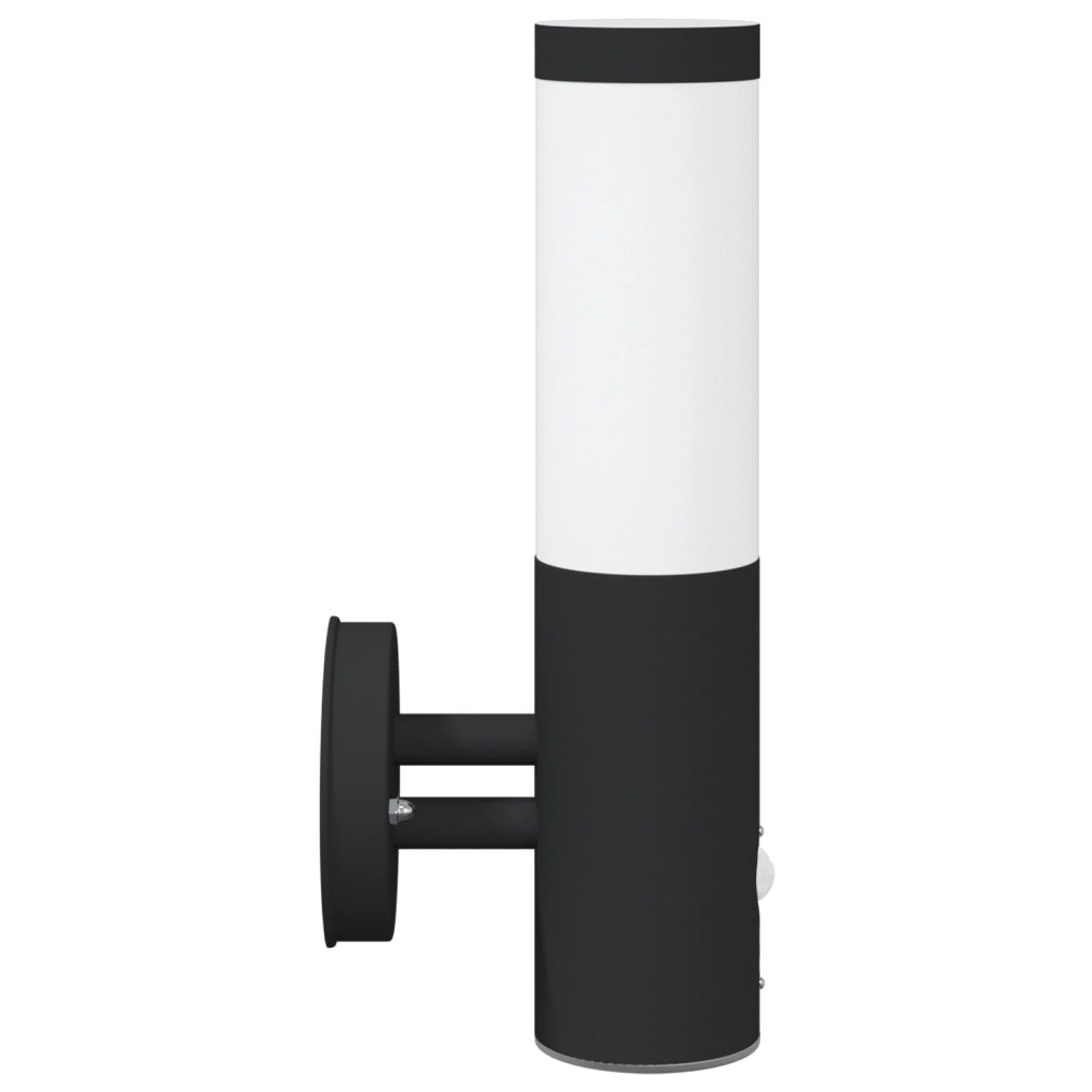 Lampada da Parete Esterna con Sensore Nera Acciaio Inossidabile IP44