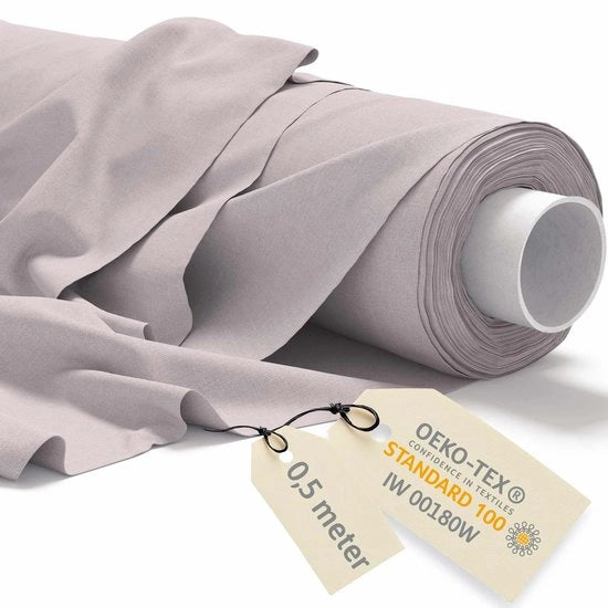 Tessuto in Cotone per Metro 0,5Mx160cm 145 g/m² - Tessuti per Sartoria per Metro - Pelle di Mobili - Canapa, Tela di Zeloso - Tessuto per Tende - Molton, Grigio Chiaro