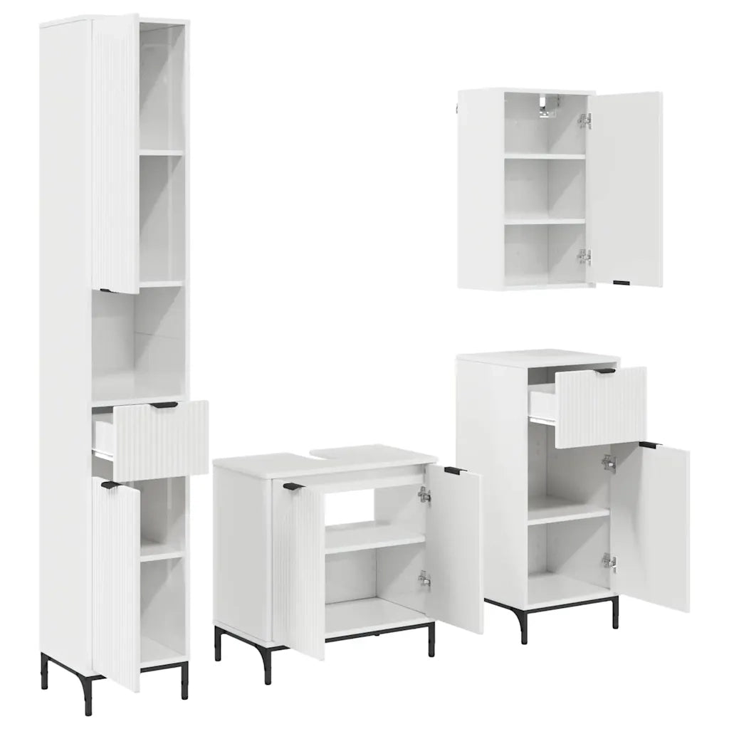 Set di mobili per il bagno con cassetto con porta Bianco Lucido