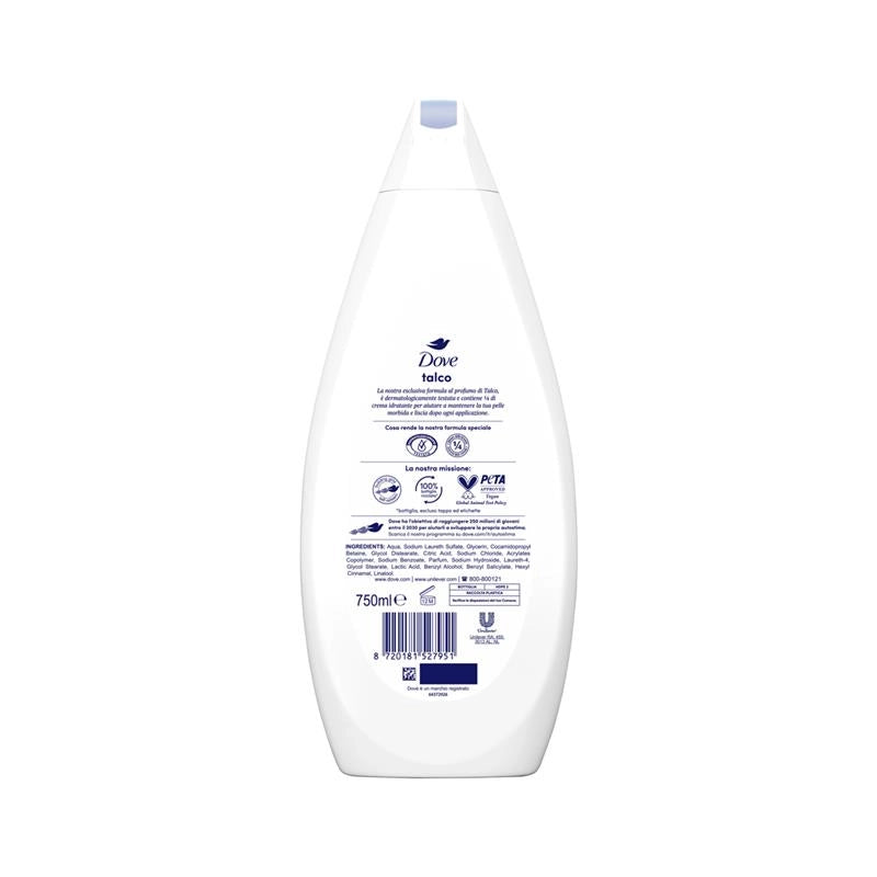 DOVE BAGNODOCCIA TALCO AL DELICATO PROFUMO DI TALCO FORMATO SPECIALE 750 ML