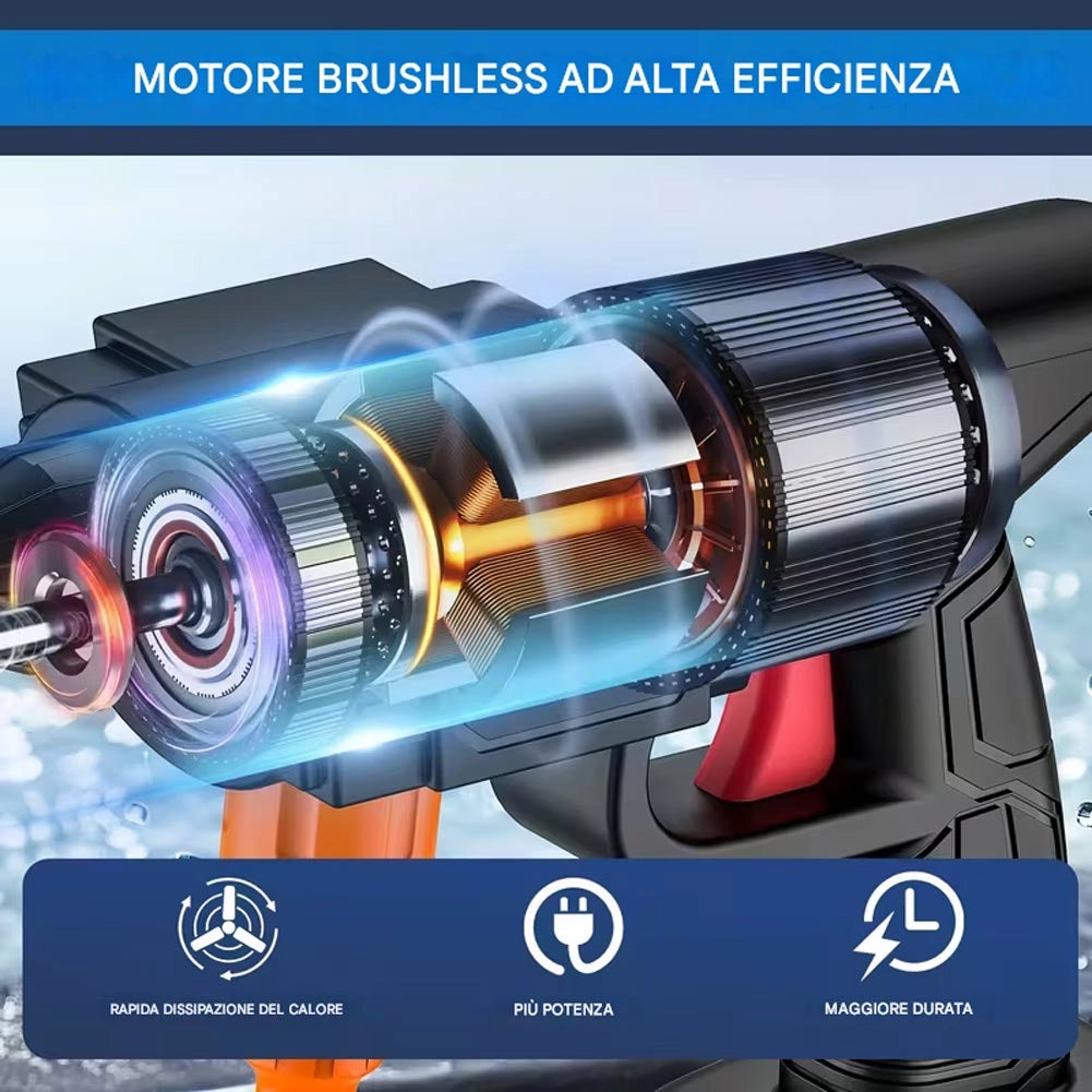 Pistola Idropulitrice con Doppia Batteria 48V e Ugelli Portatile con Accessori