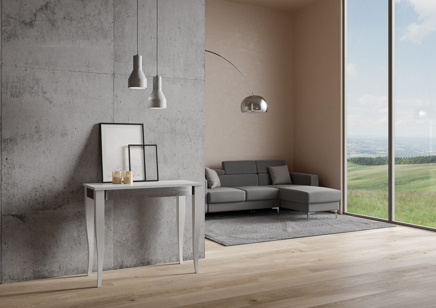 Consolle Allungabile 90-300x40x77 cm in Nobilitato Bianco