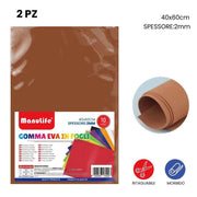Trade Shop - 12pz Fogli In Gomma Eva Colore Caffè Materiale Alta Qualità 40x60cm Spessore 2mm -
