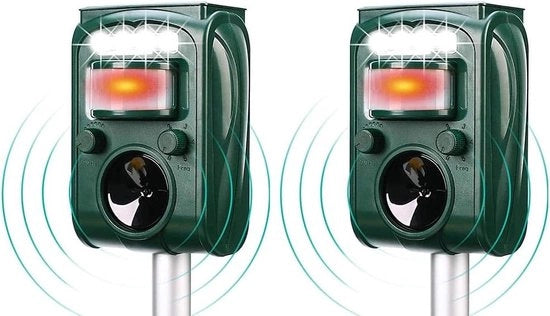 Repellente ultrasonico per gatti alimentato da energia solare IP66 impermeabile con regolazione di frequenza per allontanare gli animali - 5 modalità regolabili