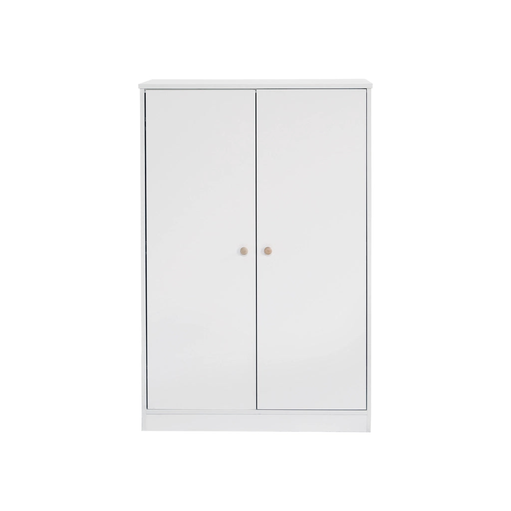 Armadio compatto a 2 ante con barra appendiabiti, per camera da letto, soggiorno e cameretta, in MDF bianco, 80 × 50 × 120 cm