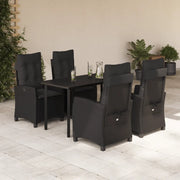 Set da Pranzo da Giardino 5 pz Nero con Cuscini in Polyrattan 3212755