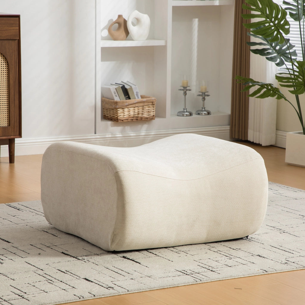 Divano compressato in ciniglia beige senza montaggio; con comfort effetto materasso