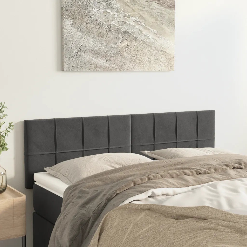 Testiera Grigio Scuro 144x5x78/88 cm in Velluto 346055