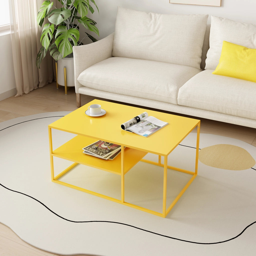 Tavolino da Salotto 'Solund' Metallo - Giallo [en.casa]