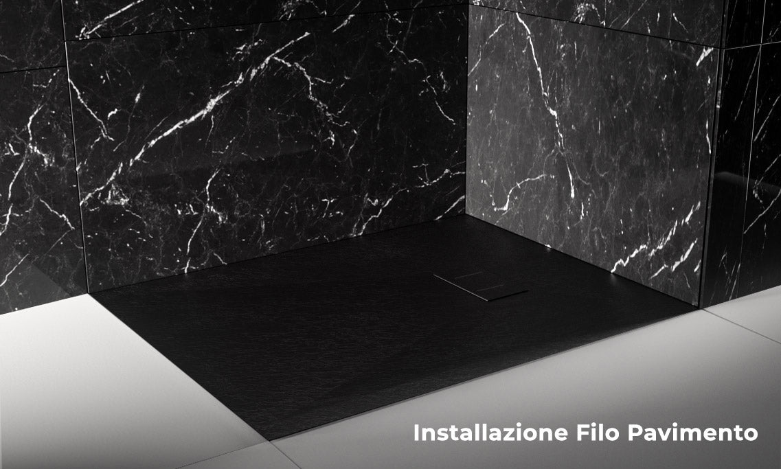 Piatto Doccia 80x160 cm Effetto Pietra Stone Grigio Antracite