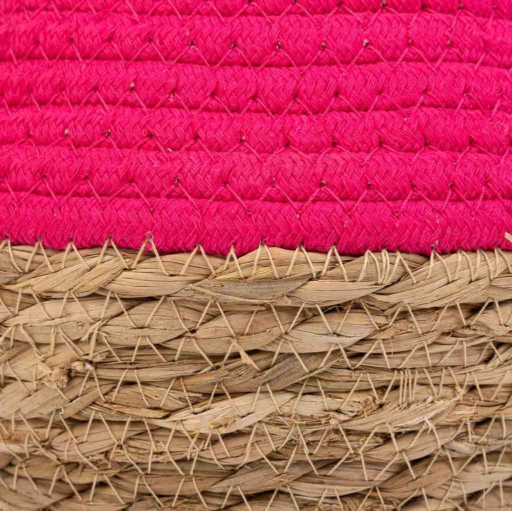 Cesto in fibra naturale e cotone rosa d18x13/16,5h