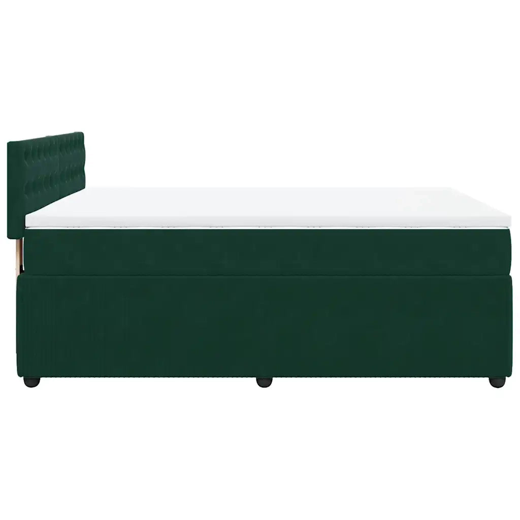 Giroletto a Molle con Materasso Verde Scuro 160x200 cm Velluto