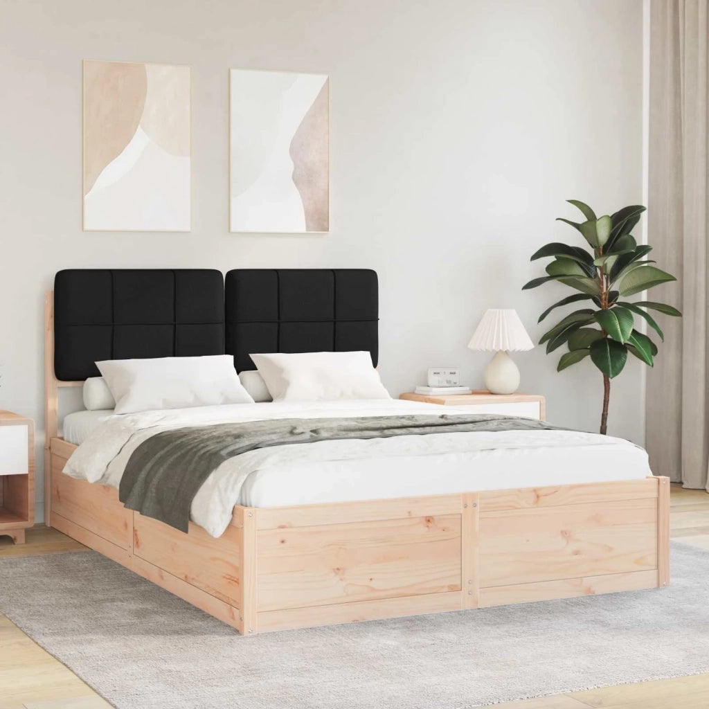 Letto con Testiera Rivestita Nero 160 x 200 cm Pino massello