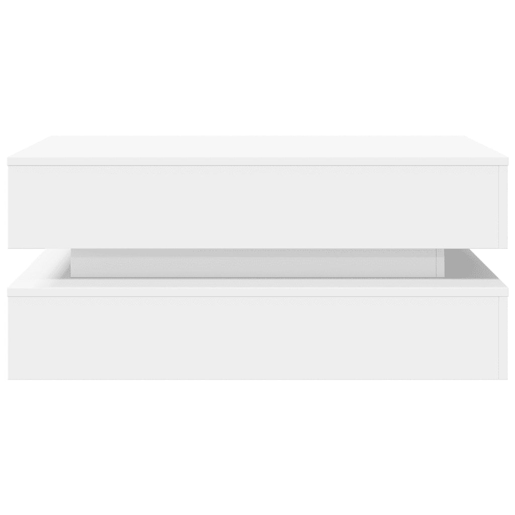 Tavolino da Soggiorno con Luci LED Bianco 90x50x40 cm