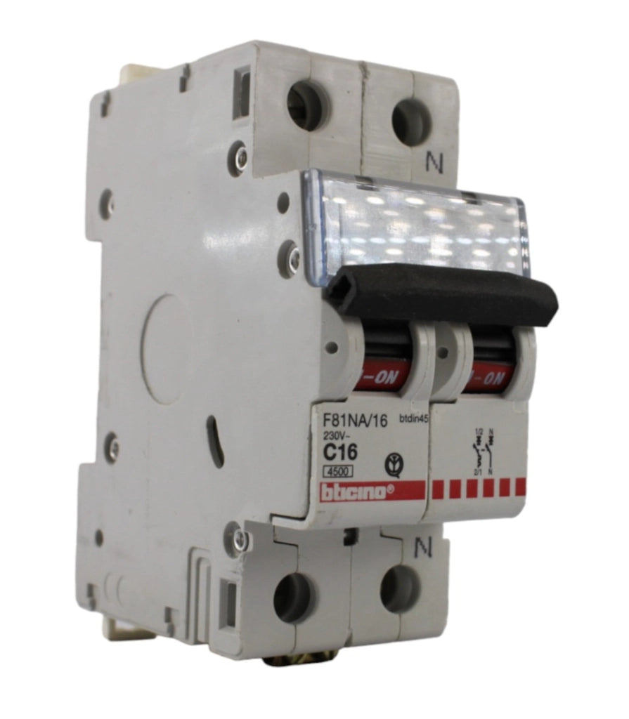 Interruttore magnetotermico 1P+N 16A 4,5KA 2mod. Bticino