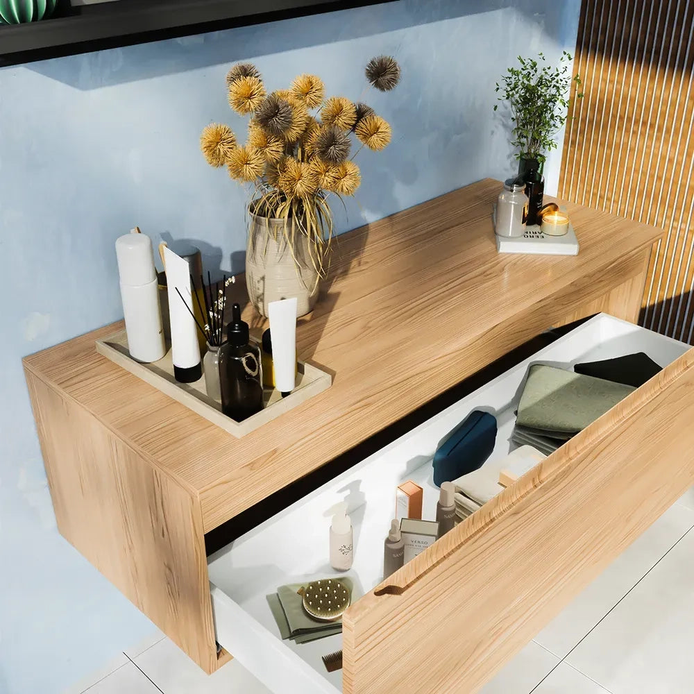 Cassettone scorrevole 90cm rovere chiaro chiusura soft-close | Bako