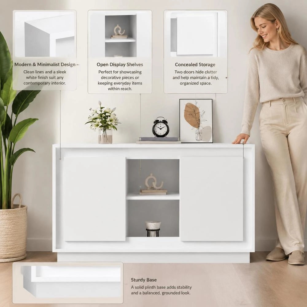 Sideboard White 102x35x60 Cm Wood-based Material