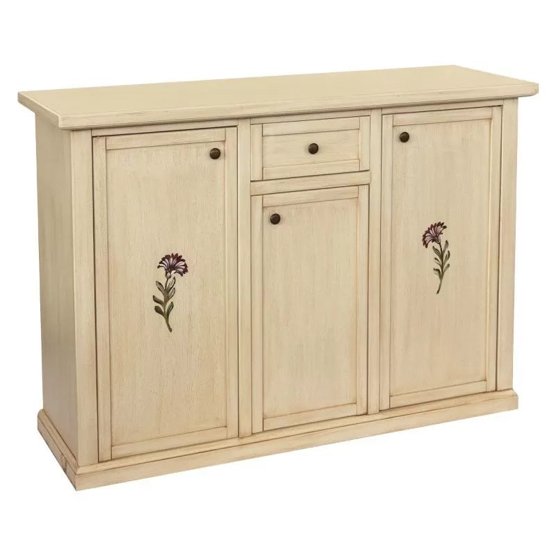Madia credenza 3 porte 1 cassetto shabby avorio anticato decori 120x39x85 - Mobili 2G
