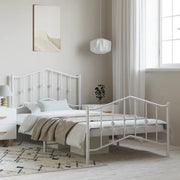 Giroletto con Testiera e Pediera Metallo Bianco 100x190 cm 373850