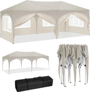 Tenda da festa - Tenda per feste - Copertura esterna - Inclusa la struttura laterale - Ripiegabile - Crème - Impermeabile all'acqua - 583x293x265cm