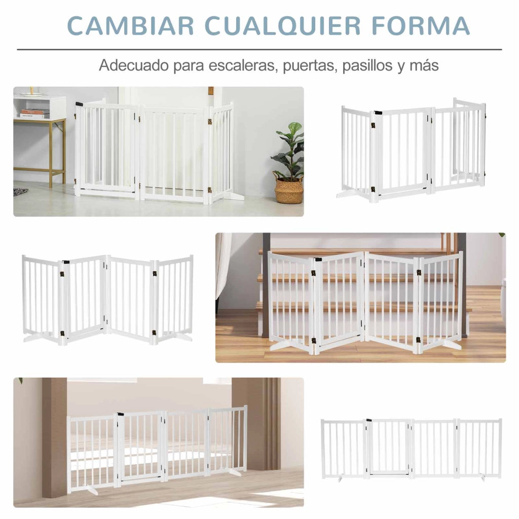 Barriera per Cani Pieghevole con Porta e Chiusura di Sicurezza ¨C zephmum ¨C Bianco 237.5x36x80 cm