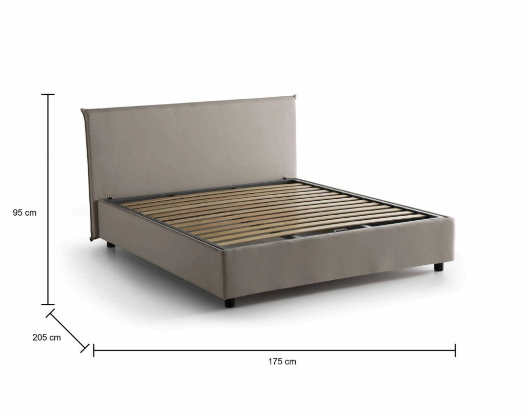 Letto Matrimoniale Ashlee, Letto Matrimoniale Sfoderabile Made in Italy, Grigio Tortora