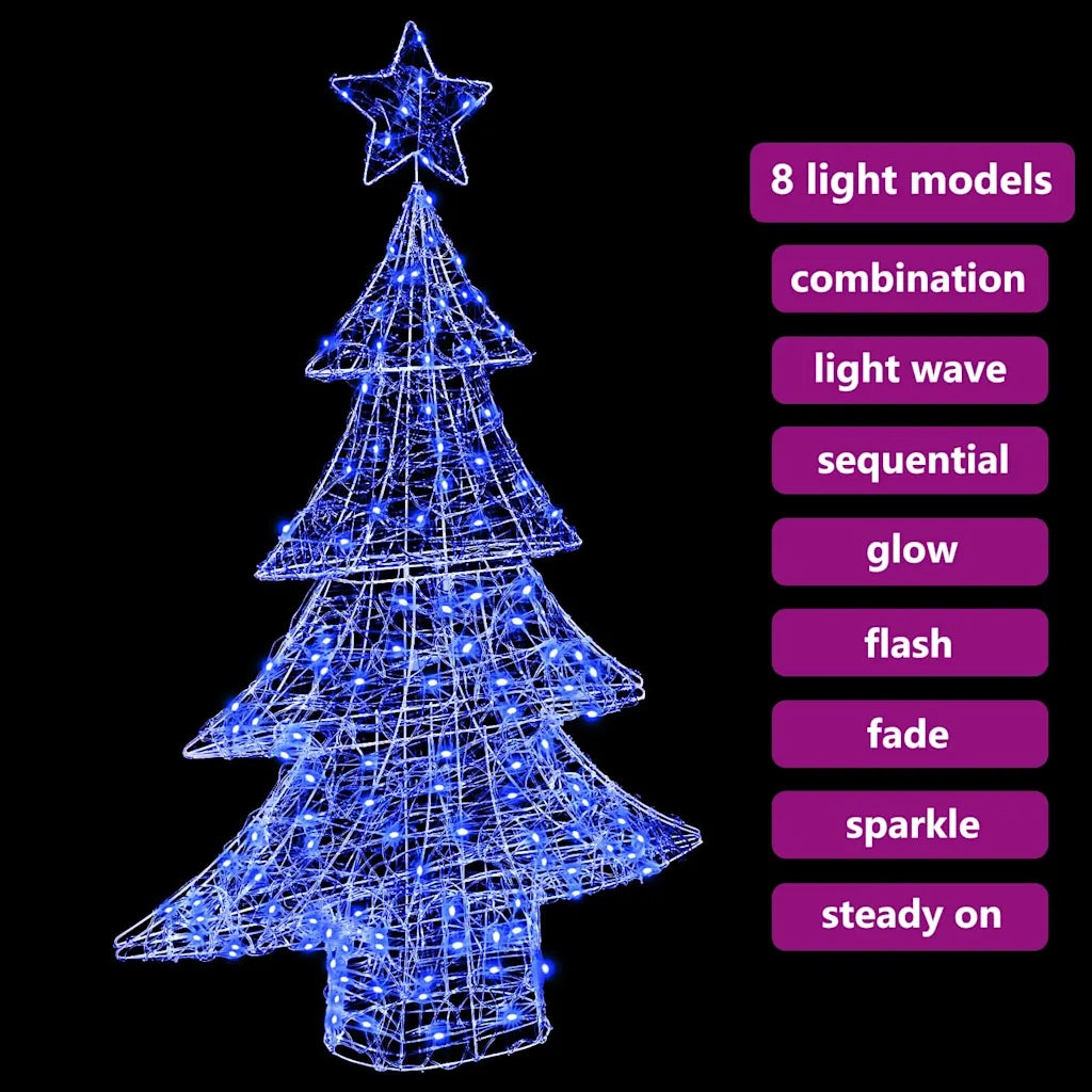 Albero di Natale con 100 LED-Luci decorative natalizie Blu 122 cm Acrilico