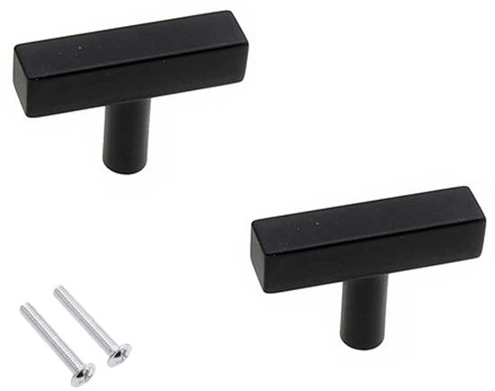 Maniglioni a T in Acciaio Inossidabile - Nero - T Bar Quadrato - Unico Foro - 50mm/150mm/200mm/250mm/300mm/350mm - Ideali per Cucina/Arredamento - Maniglie delle Porte