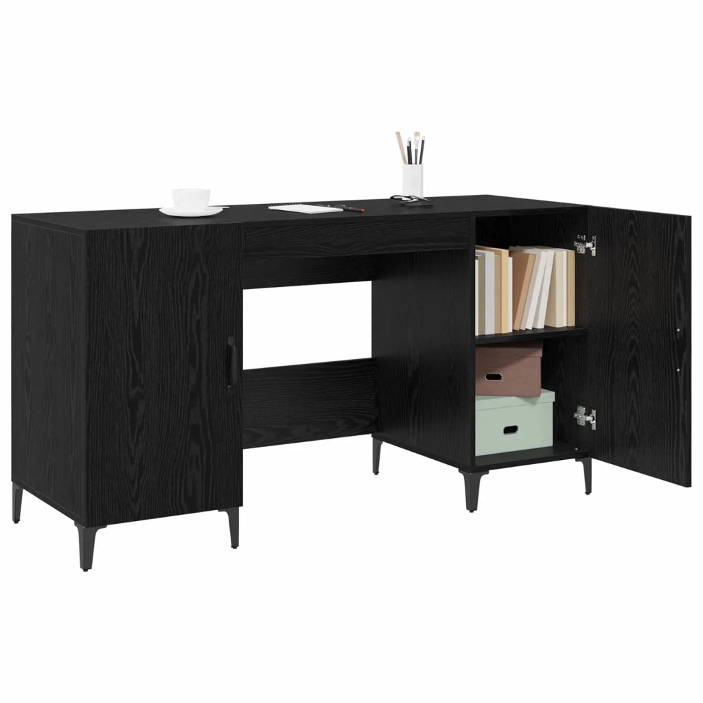 Scrivania Rovere Nero 140 x 50 x 75 cm Legno multistrato