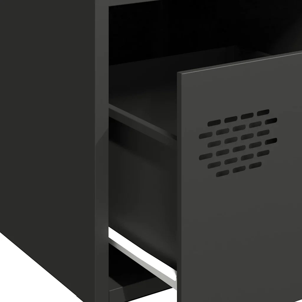 Credenza Nera 35x39x73,5 cm in Acciaio Laminato a Freddo