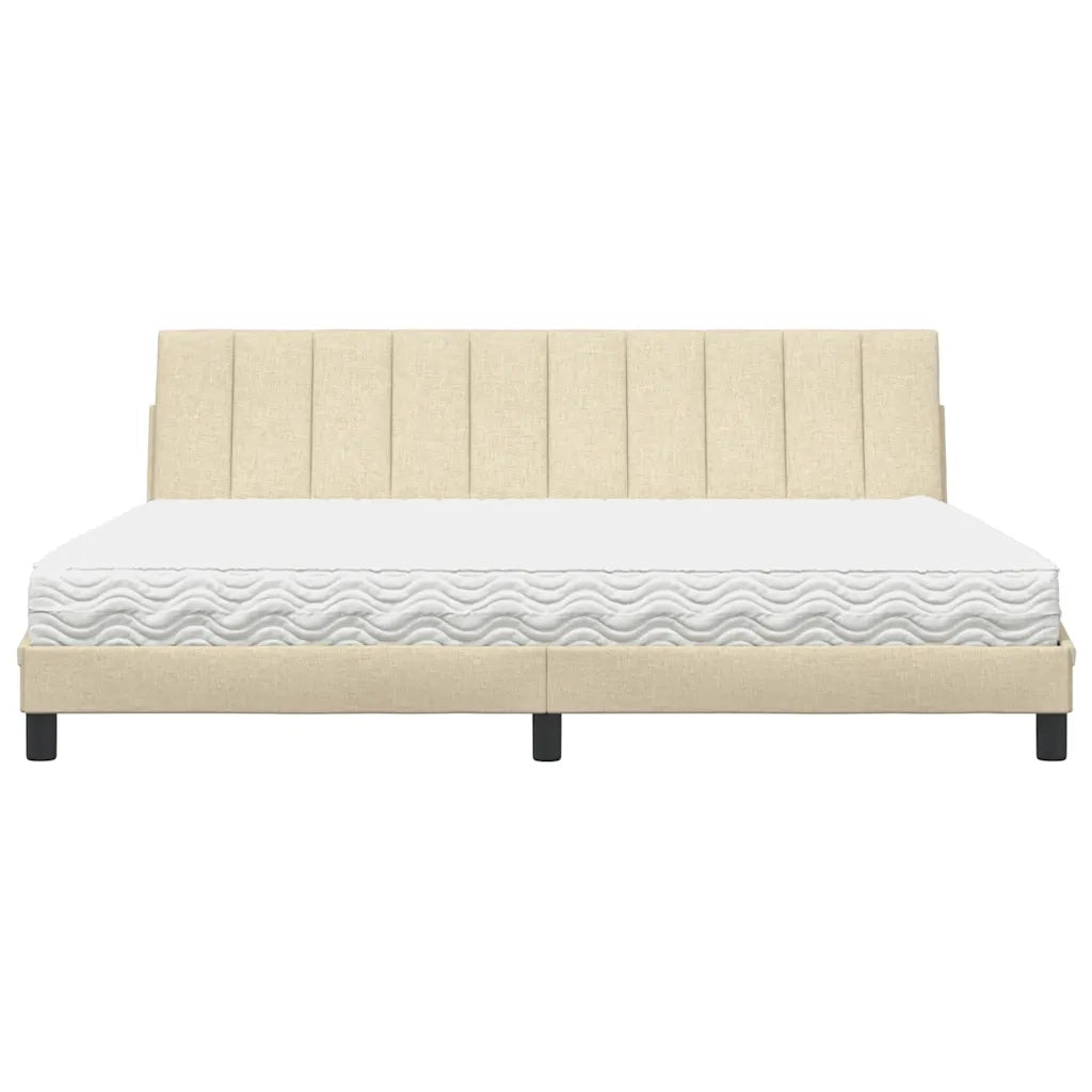 Letto con Materasso Hanko Crema 200x200 cm in Tessuto 3310557