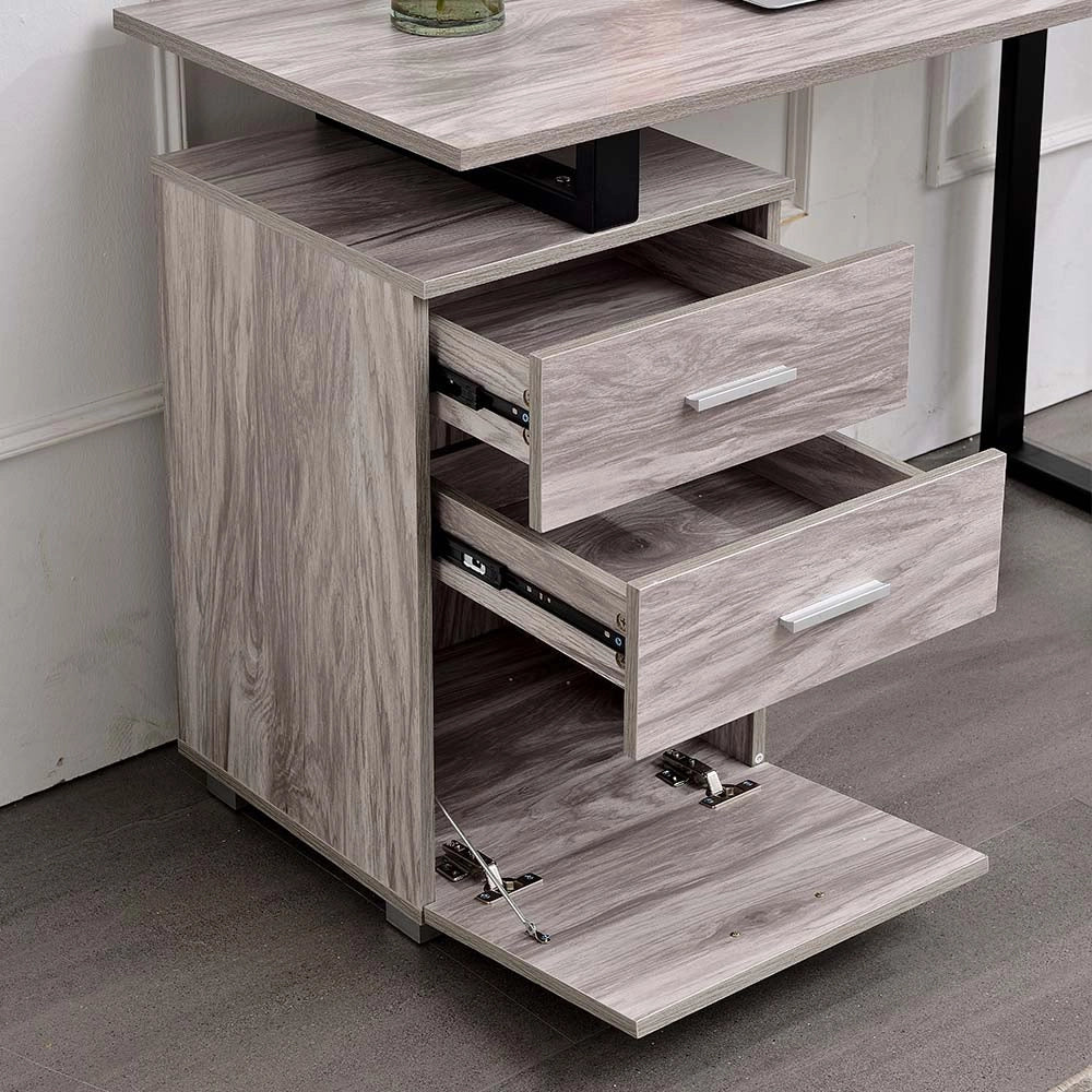 Scrivania in Legno con Cassettiera integrata Porta Pc Computer 120x50cm Grigio