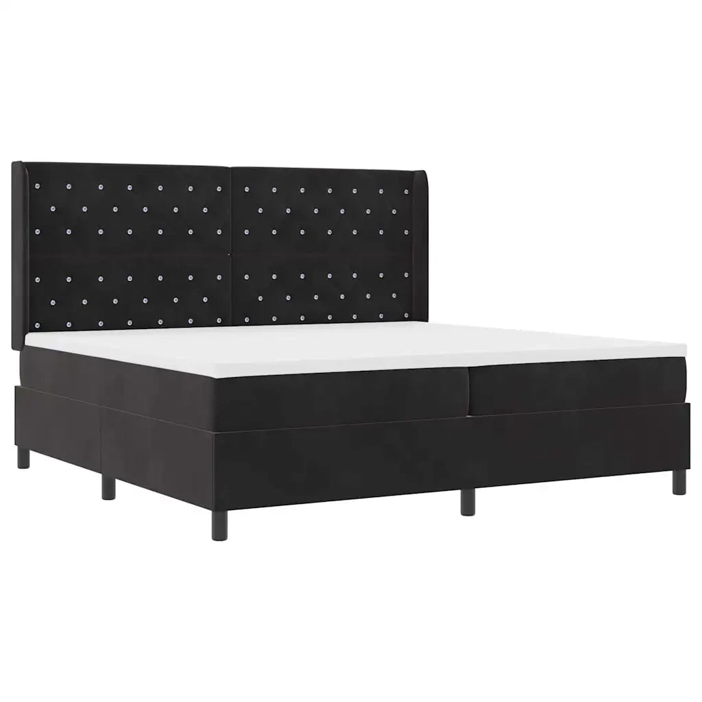 Letto a molle con materasso con led Nero 200 x 200 cm Velluto 3343834