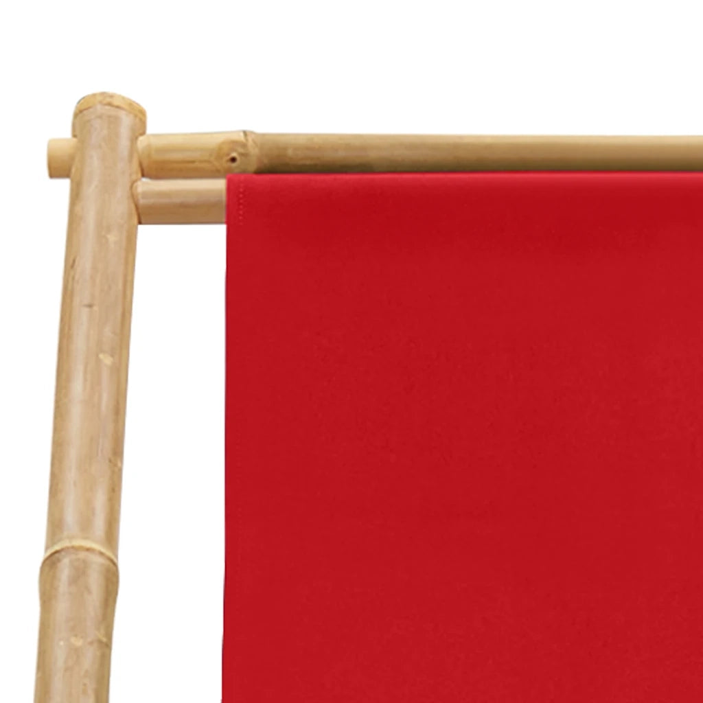 Sedia a Sdraio in Bambù e Tela Rosso 313020
