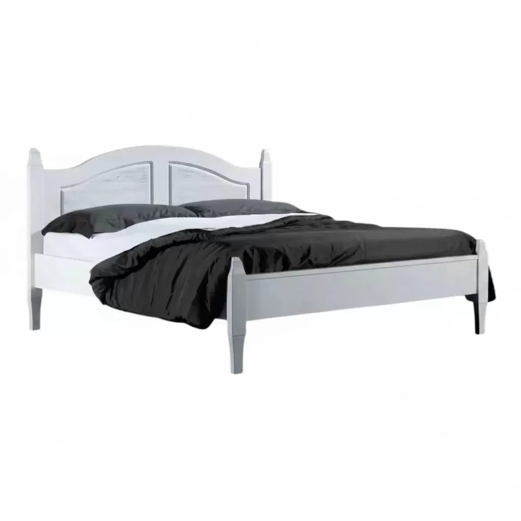 Letto matrimoniale shabby chic bianco legno massello 178x210x106 (2234) - Mobili 2G