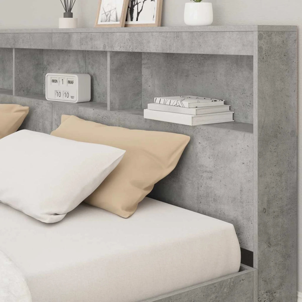 Letto Libreria Grigio cemento 180 x 200 cm Legno multistrato 3335746