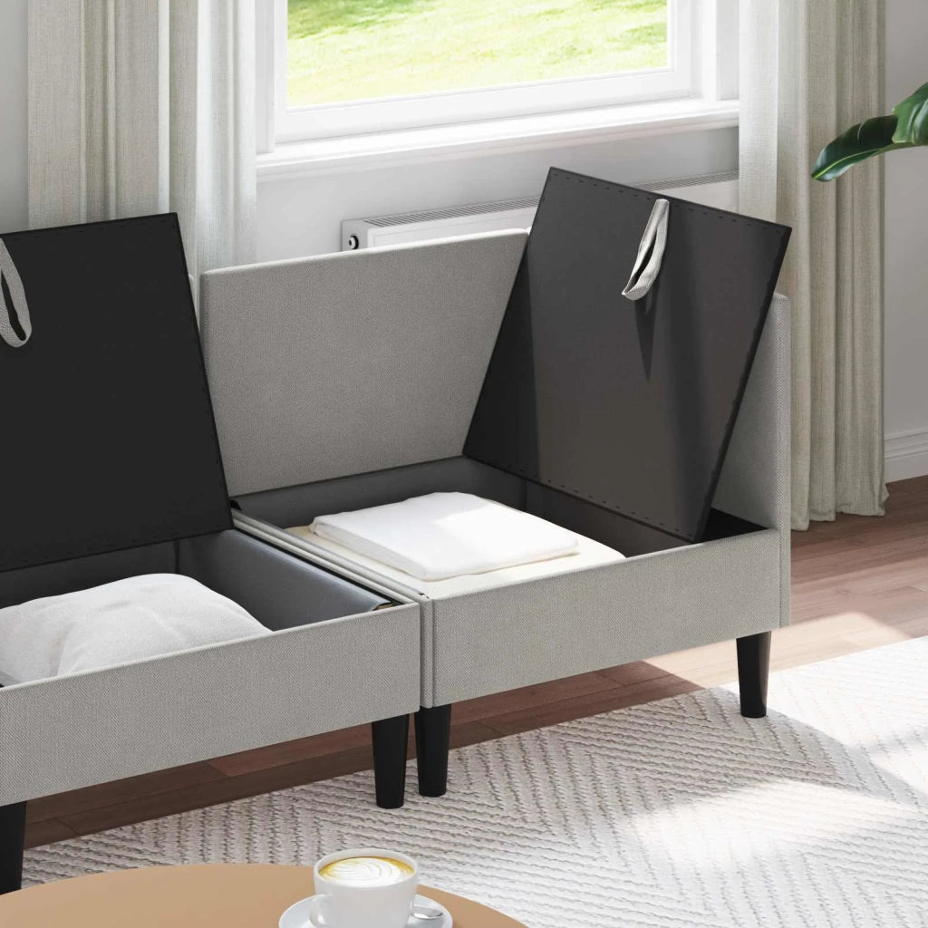 Set di mobili per il soggiorno 4 pcs Grigio chiaro Tessuto 3413799