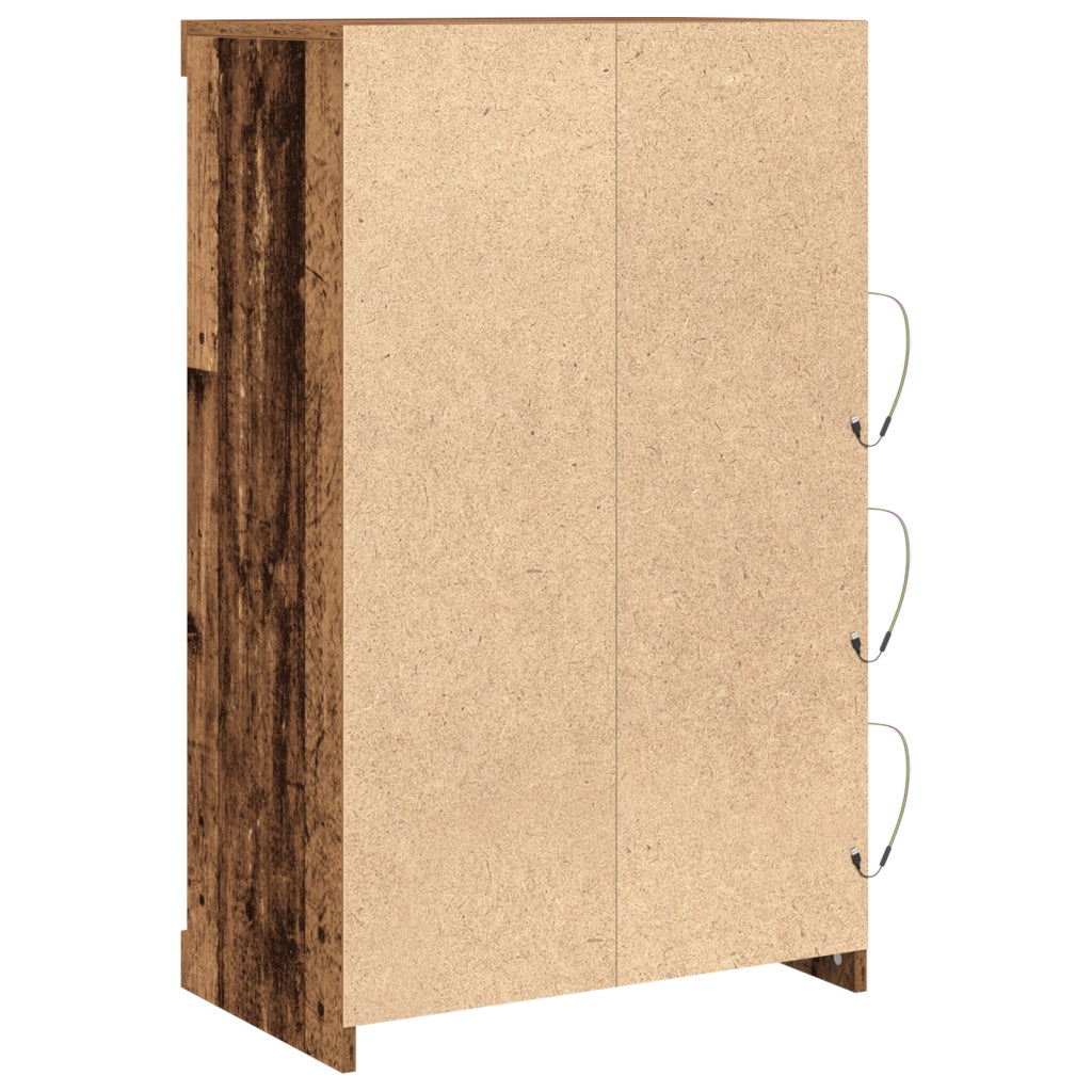 Mobile TV  con luci LED in legno vecchio 60,5x37x100 cm