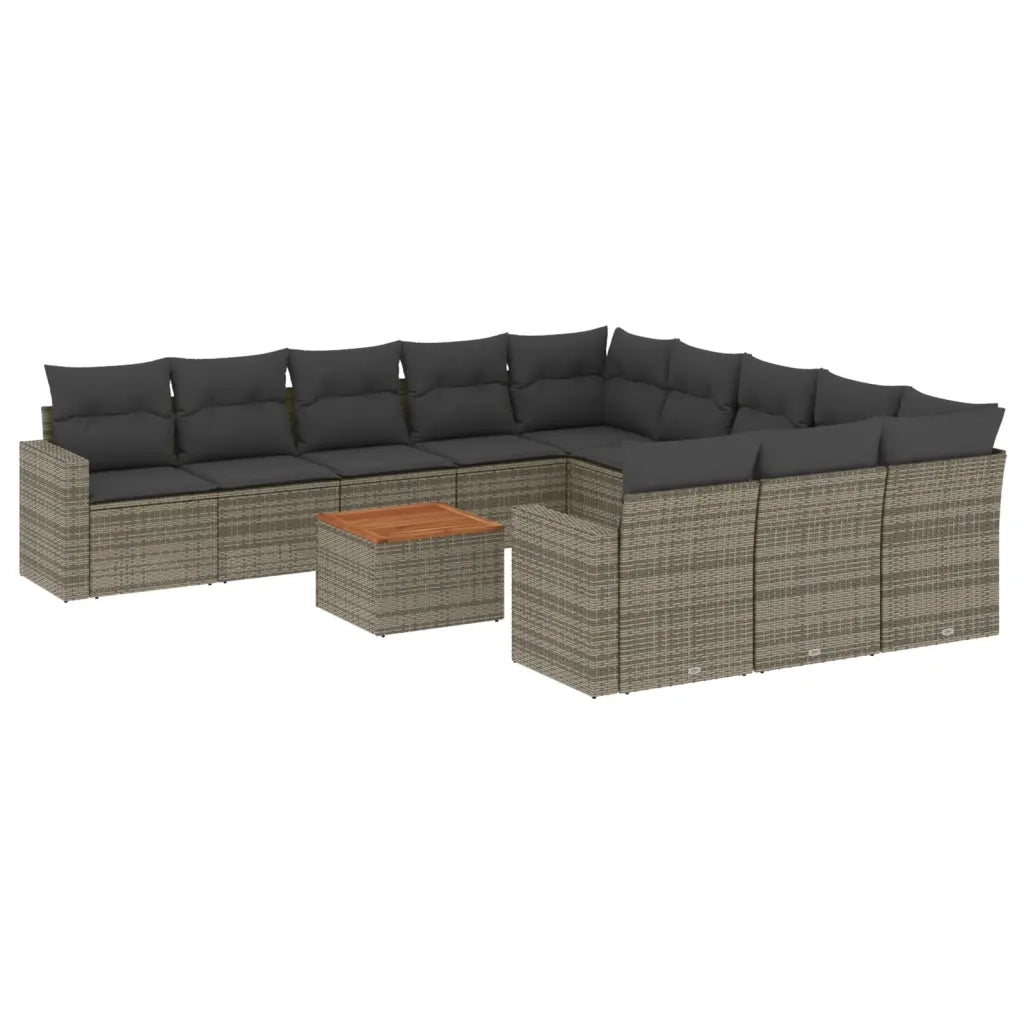 Set Divani da Giardino 12 pz con Cuscini Grigio in Polyrattan 3224352
