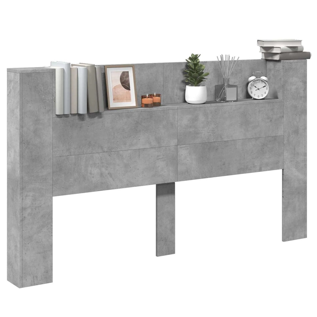 Testiera | Testata con Mobile e LED Calcestruzzo 180 x 16,5 x 103,5 cm