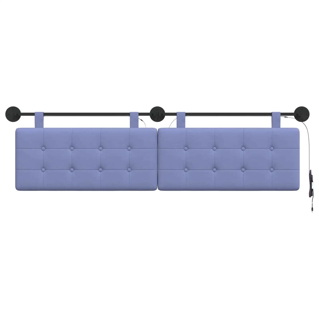 Testiera sospesa Con luce LED Blu jeans Tessuto