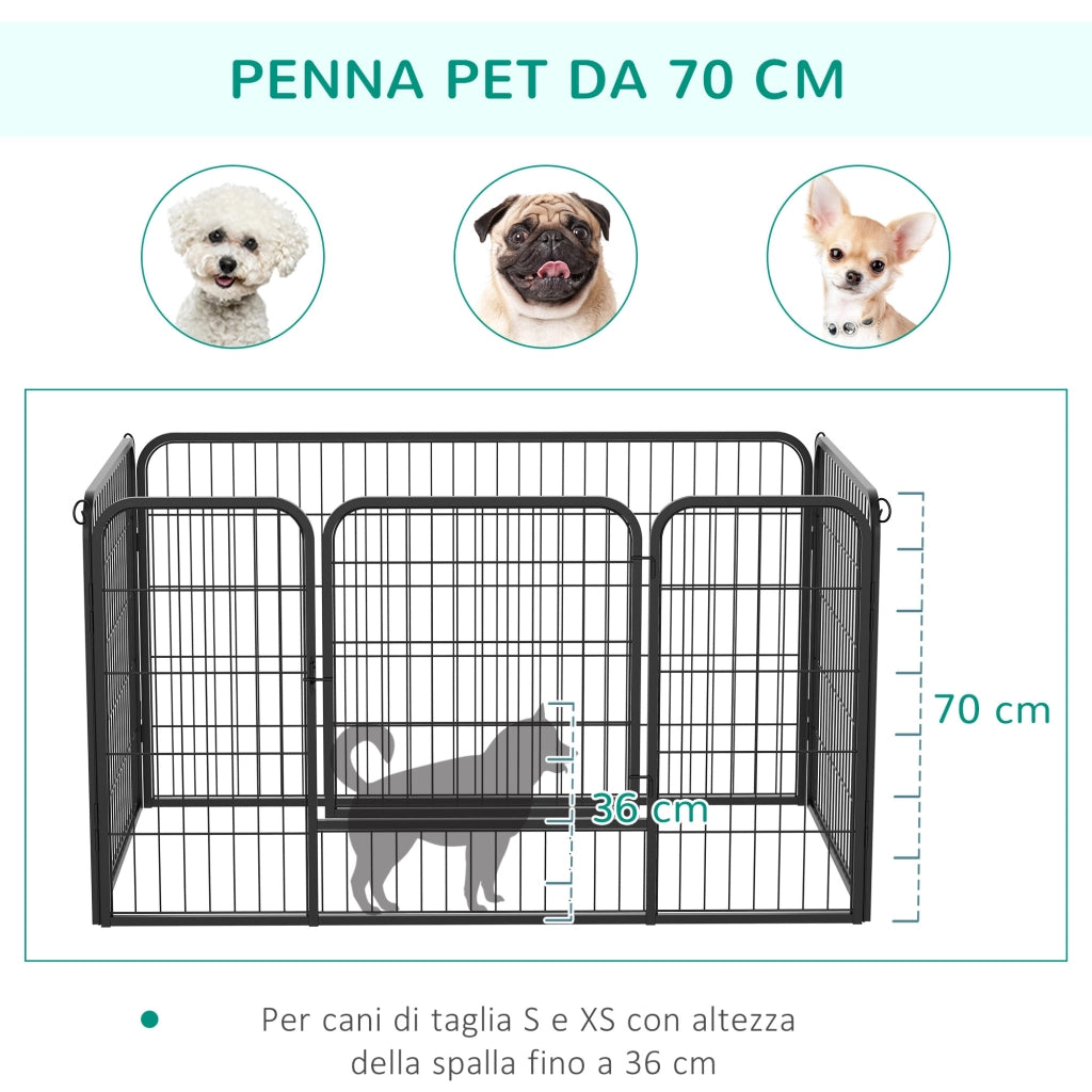 Recinto per Cani Interno Esterno ¨C Minimal ¨C Nero Acciaio 125x80x70 cm