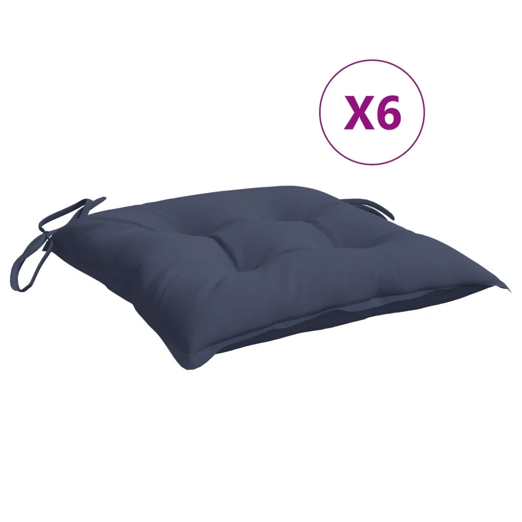 Cuscini per Sedia 6 pz | Cuscini per sedie Blu Marino 50x50x7 cm in Tessuto Oxford
